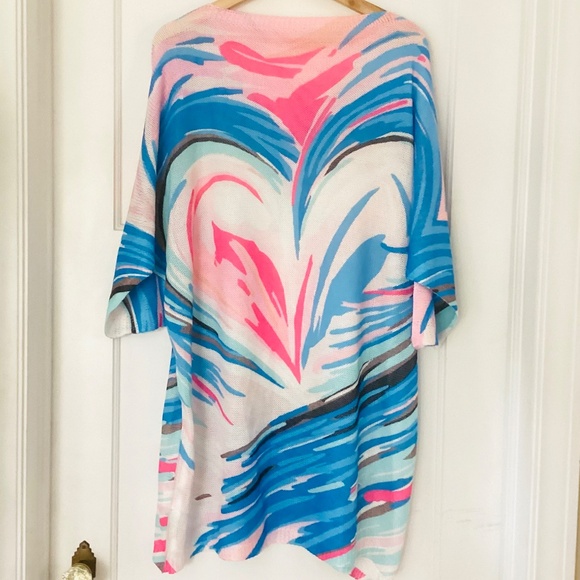 ITALY MODA sweater Dress XL Abstract Print Knit Tunic Mini Dress Dolman Sleeves - Picture 8 of 8
